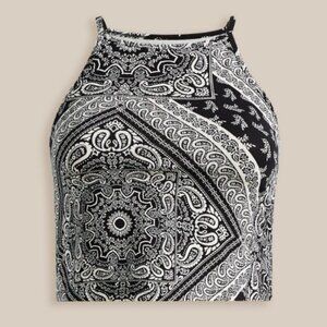 Torrid size 4 Foxy High Neck Crop Top- black and white